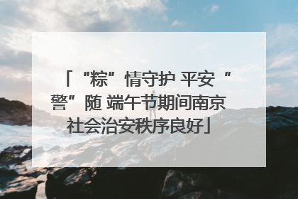 “粽”情守护 平安“警”随 端午节期间南京社会治安秩序良好