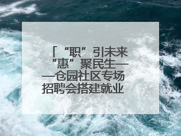 “职”引未来“惠”聚民生——仓园社区专场招聘会搭建就业“暖心桥”