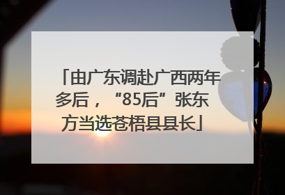 由广东调赴广西两年多后，“85后”张东方当选苍梧县县长