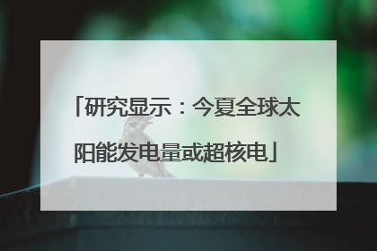 研究显示：今夏全球太阳能发电量或超核电
