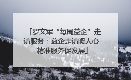 罗文军“每周益企”走访服务：益企走访暖人心 精准服务促发展