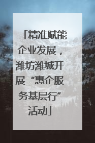 精准赋能企业发展，潍坊潍城开展“惠企服务基层行”活动