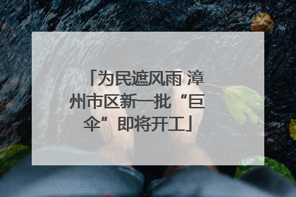 为民遮风雨 漳州市区新一批“巨伞”即将开工