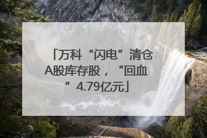 万科“闪电”清仓A股库存股，“回血”4.79亿元