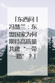 东西问丨冯慧兰：东盟国家为何期待高质量共建“一带一路”？