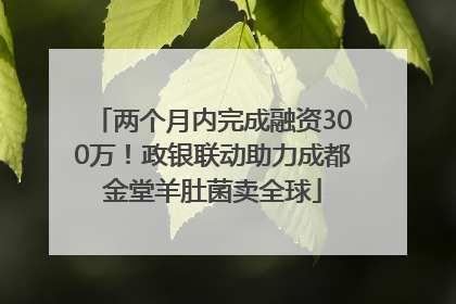 两个月内完成融资300万！政银联动助力成都金堂羊肚菌卖全球