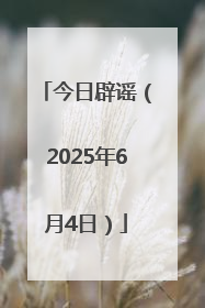 今日辟谣（2025年6月4日）