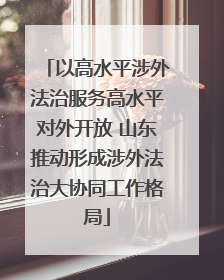 以高水平涉外法治服务高水平对外开放 山东推动形成涉外法治大协同工作格局
