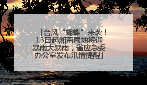 台风“蝴蝶”来袭！13日起湘南局地将迎暴雨大暴雨，省应急委办公室发布汛情提醒