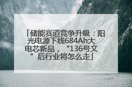 储能赛道竞争升级：阳光电源下线684Ah大电芯新品，“136号文”后行业将怎么走