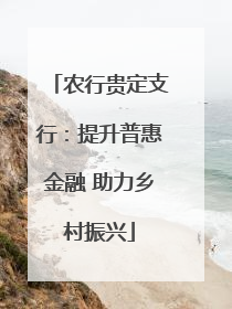 农行贵定支行：提升普惠金融 助力乡村振兴