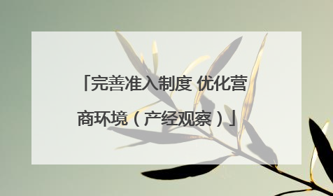 完善准入制度 优化营商环境（产经观察）