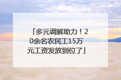 多元调解助力！20余名农民工15万元工资发放到位了