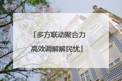 多方联动聚合力 高效调解解民忧