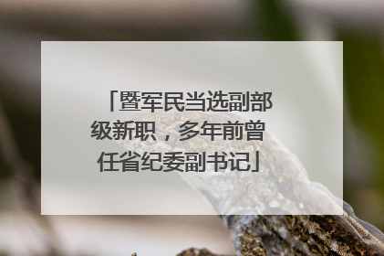 暨军民当选副部级新职，多年前曾任省纪委副书记
