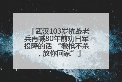武汉103岁抗战老兵再喊80年前劝日军投降的话 “缴枪不杀，放你回家”