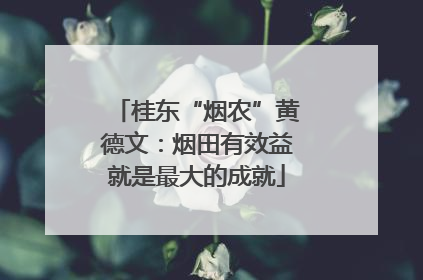 桂东“烟农”黄德文：烟田有效益就是最大的成就
