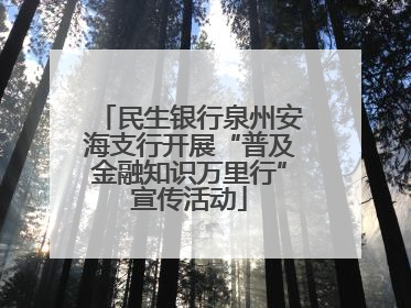 民生银行泉州安海支行开展“普及金融知识万里行”宣传活动