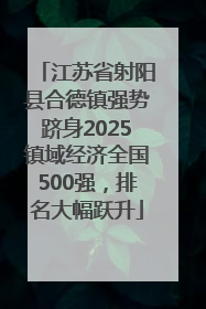 江苏省射阳县合德镇强势跻身2025镇域经济全国500强，排名大幅跃升