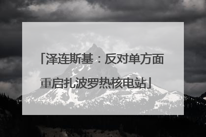 泽连斯基：反对单方面重启扎波罗热核电站