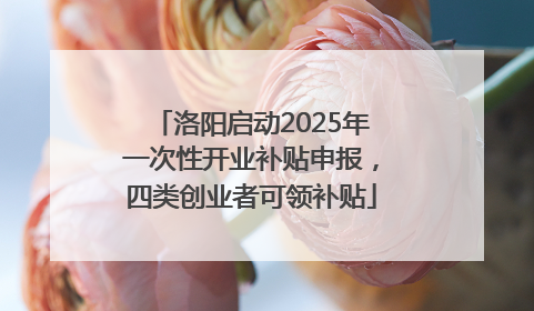 洛阳启动2025年一次性开业补贴申报，四类创业者可领补贴