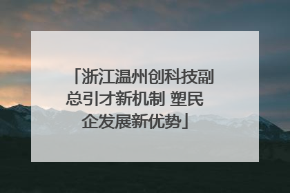 浙江温州创科技副总引才新机制 塑民企发展新优势