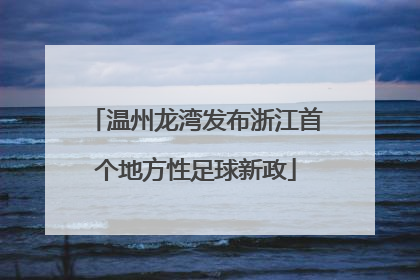 温州龙湾发布浙江首个地方性足球新政