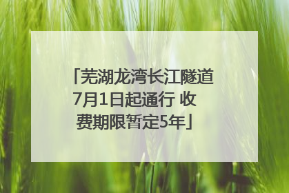 芜湖龙湾长江隧道7月1日起通行 收费期限暂定5年