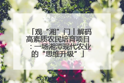 观“湘”门丨解码高素质农民培育项目：一场湘潭现代农业的“思维升级”