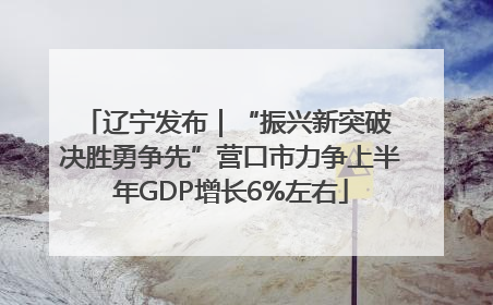 辽宁发布｜“振兴新突破 决胜勇争先”营口市力争上半年GDP增长6%左右