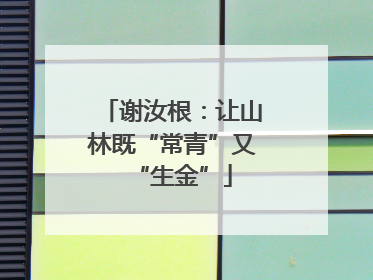 谢汝根：让山林既“常青”又“生金”