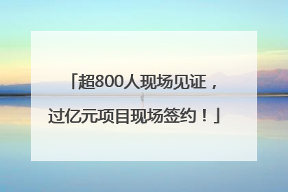 超800人现场见证，过亿元项目现场签约！