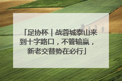 足协杯｜战蓉城泰山来到十字路口，不管输赢，新老交替势在必行
