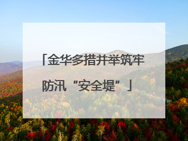 金华多措并举筑牢防汛“安全堤”