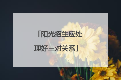 阳光招生应处理好三对关系