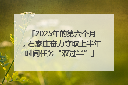 2025年的第六个月，石家庄奋力夺取上半年时间任务“双过半”