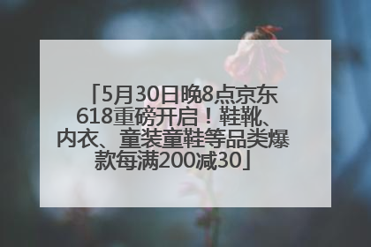 5月30日晚8点京东618重磅开启！鞋靴、内衣、童装童鞋等品类爆款每满200减30